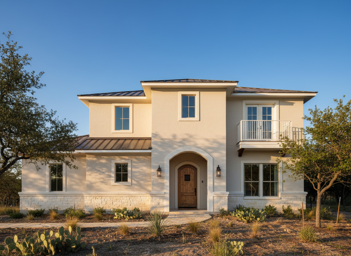 Freshly painted Texas Hill Country home exterior with clean trim